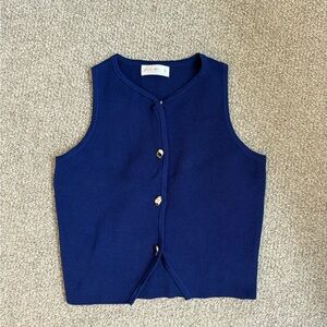 Kids Navy Blue Button-Up Vest